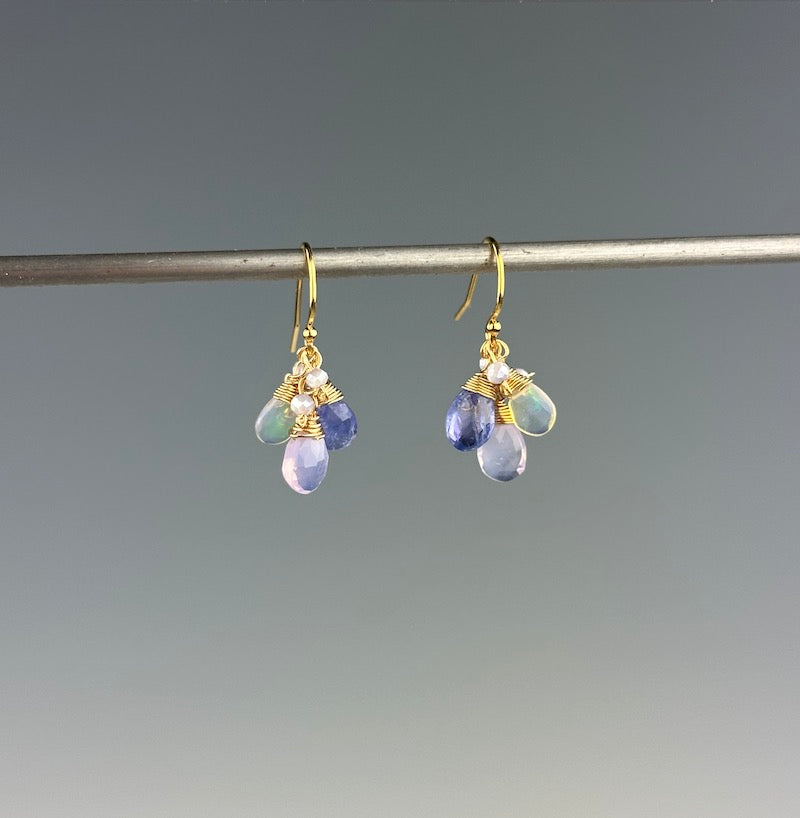 Cluster Earrings in Violet Gemstone Mix - Heart of the Home Inc