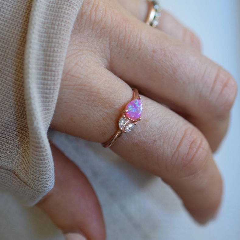 Pink Opal Leaflet Ring