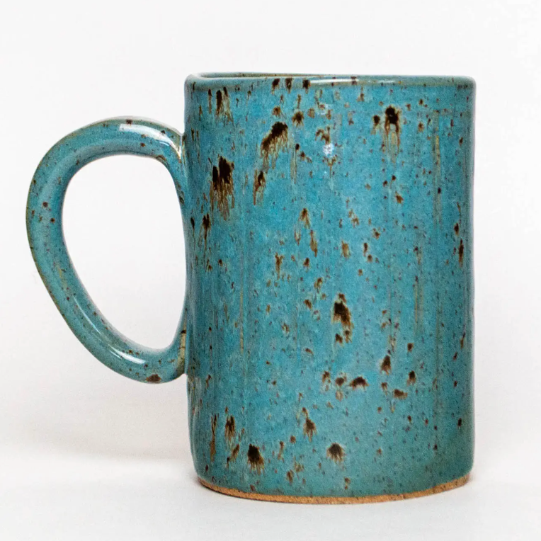 White Chicken on Blue Handmade Ceramic Mug - Heart of the Home Inc