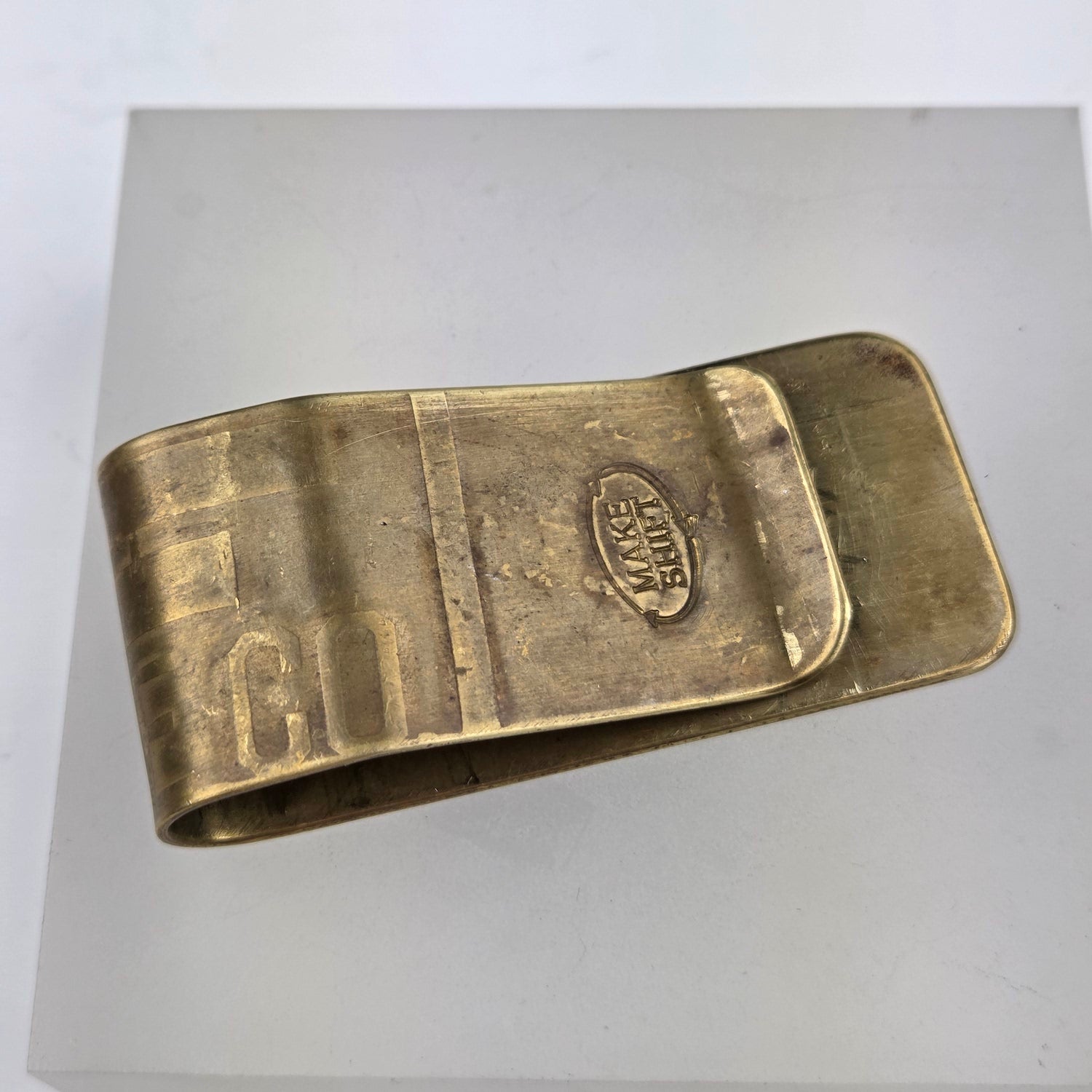 Antique Machine Plate Moneyclip - Brass Steam Turbine - Heart of the Home Inc