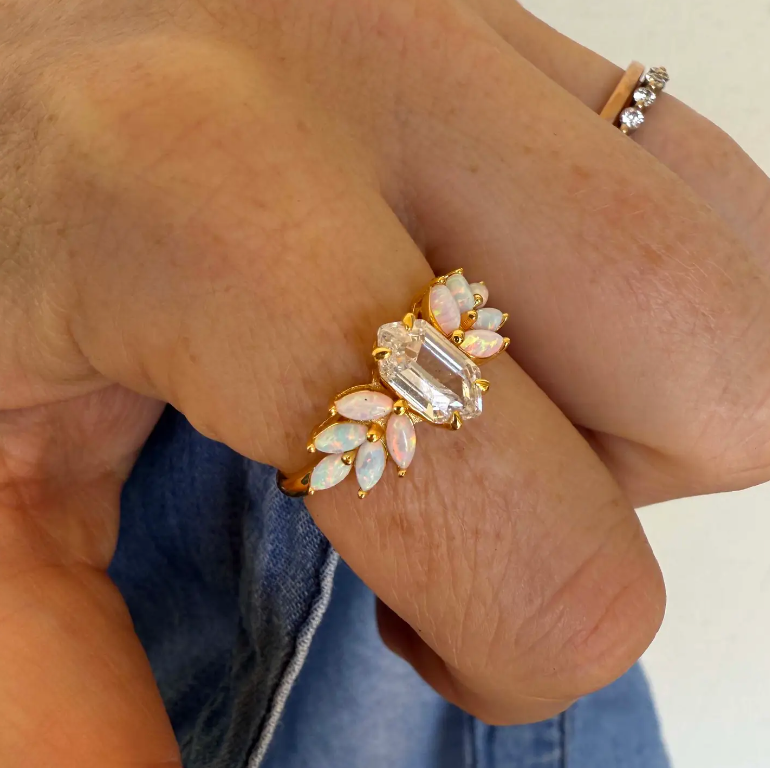 Rose Gold Opal Ombre Candy Ring - Heart of the Home Inc