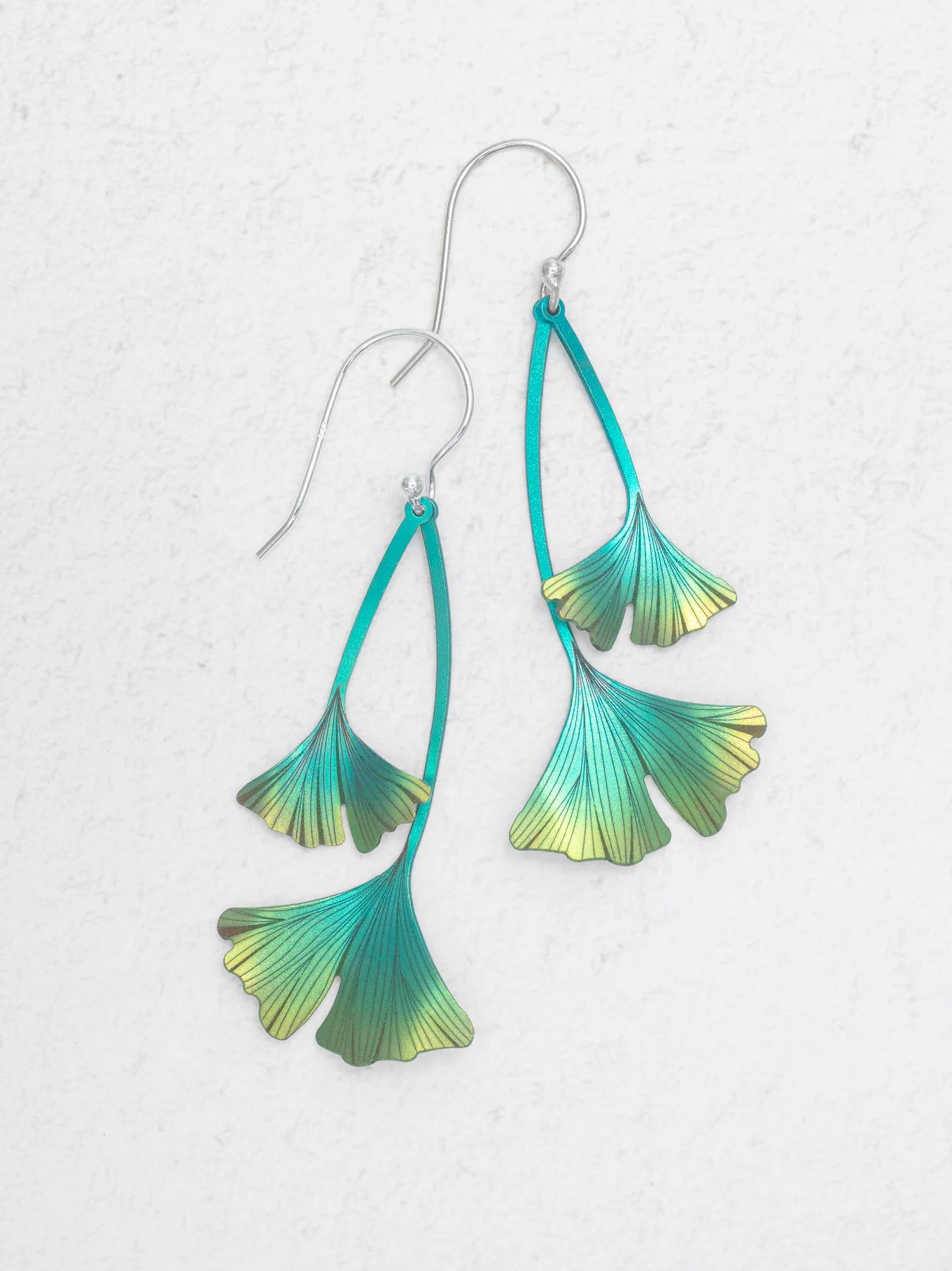 Ginkgo Drop Earrings in Green