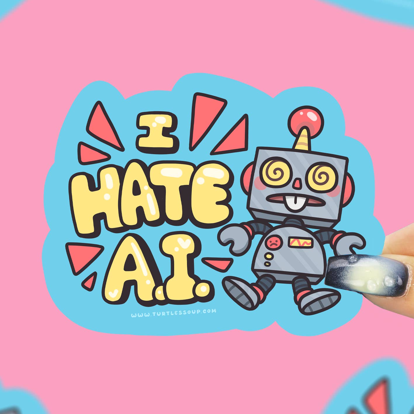 I Hate AI Robot Sticker