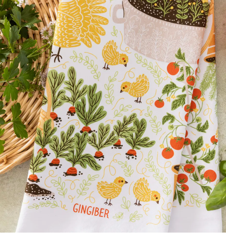 Garden Chickens Tea Towel - Heart of the Home Inc