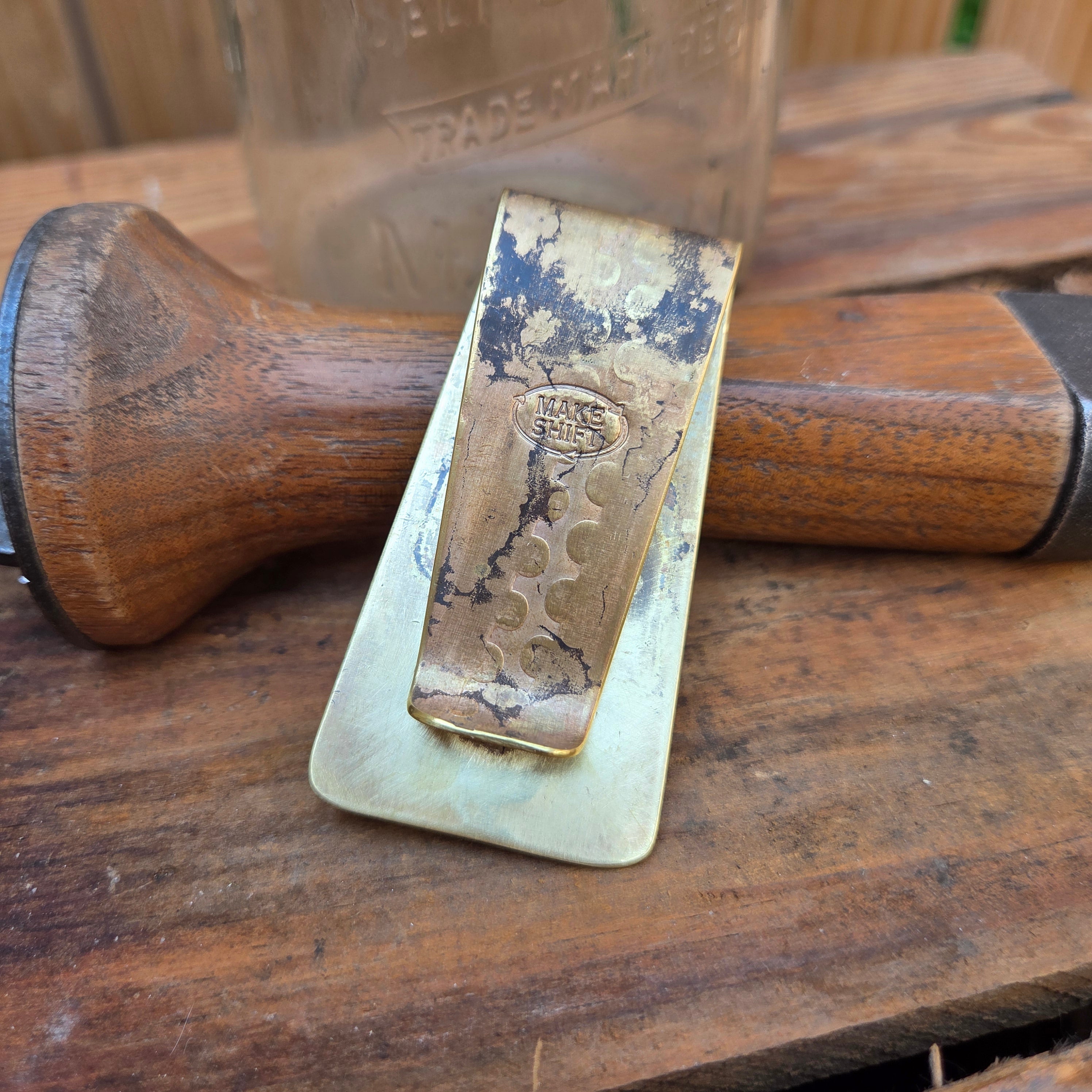 Reclaimed Ruler and Brass Money Clip #37