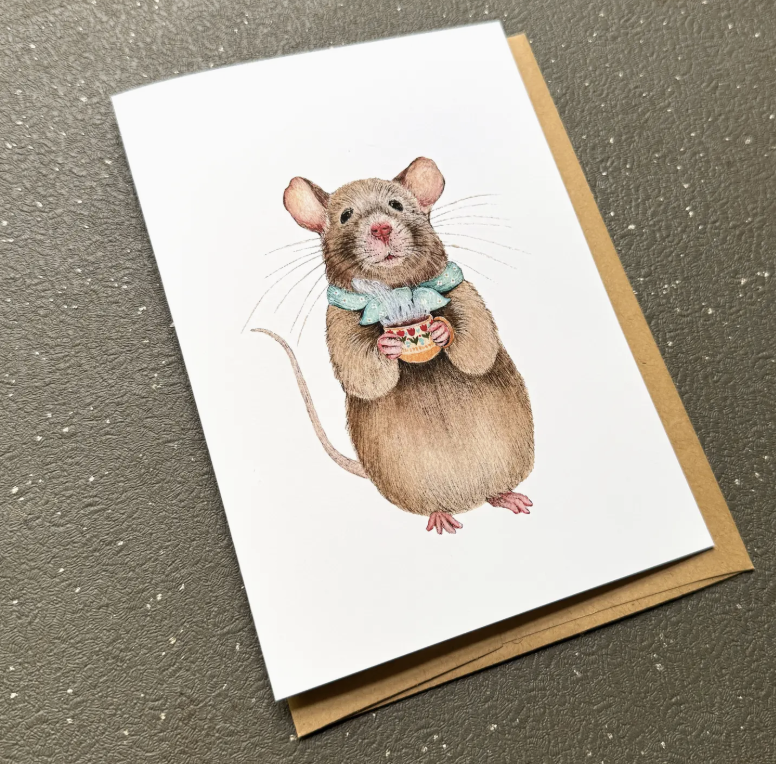 Critters and Cups - Mildred Mouse Card - Heart of the Home Inc