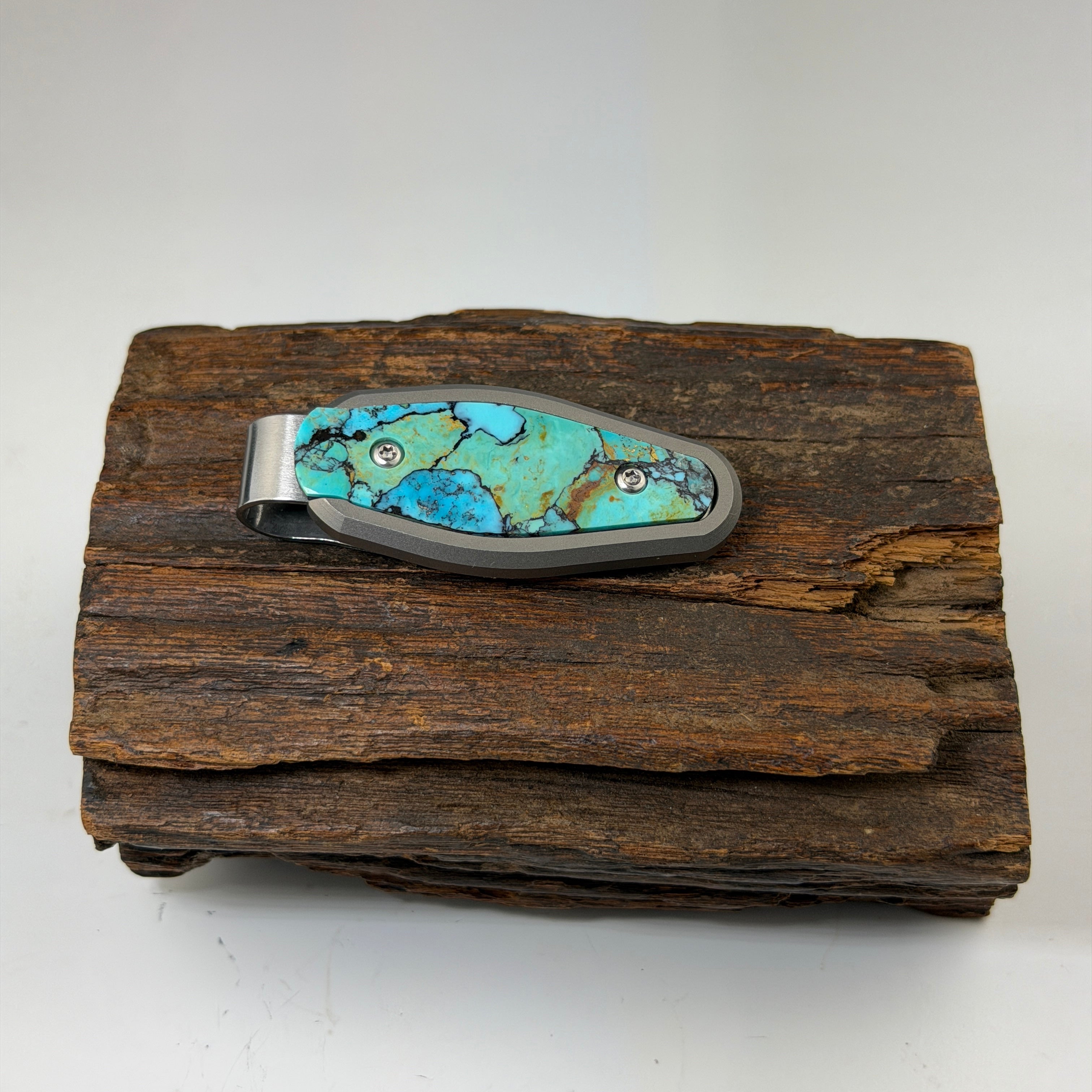 Kingman Turquoise Titanium Moneyclip - Heart of the Home Inc