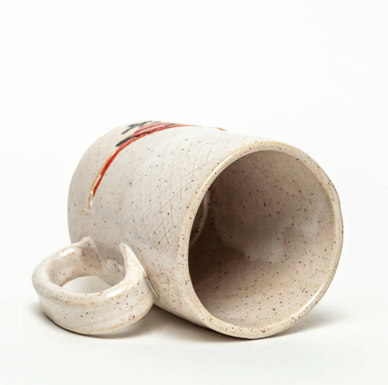 Cardinal Pattern Handmade Ceramic White Mug - Heart of the Home Inc