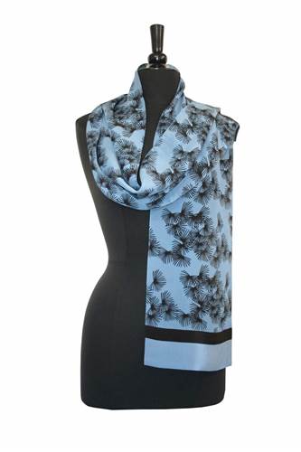 Periwinkle Pine Silk Crepe Scarf - Heart of the Home LV