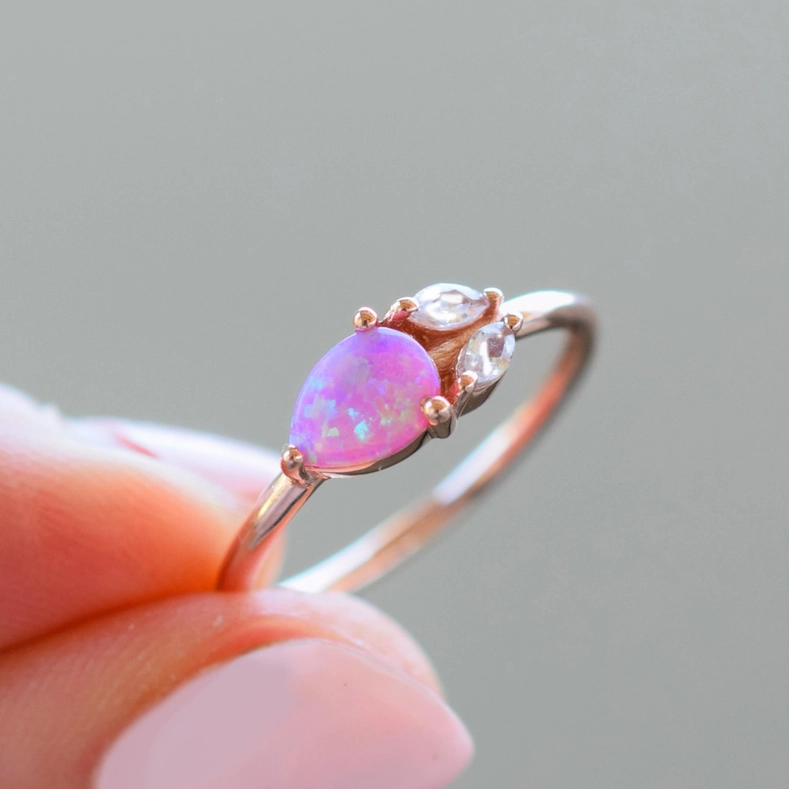 Pink Opal Leaflet Ring
