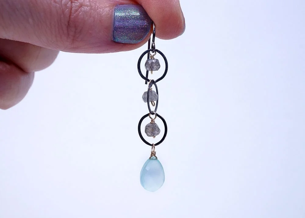 Gemstone Chainlink Earrings - Heart of the Home Inc