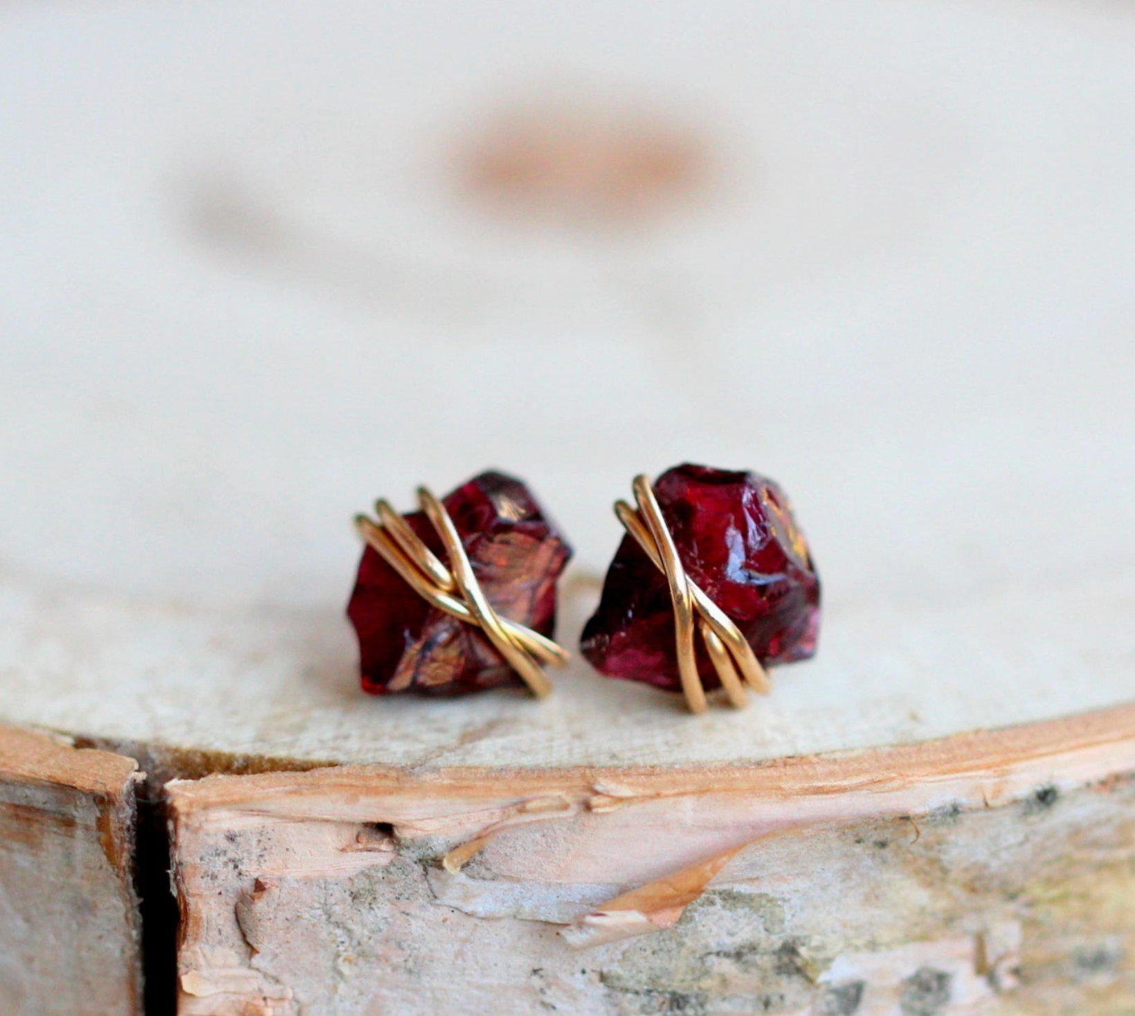 Comet Stud Earrings in Garnet - Heart of the Home Inc