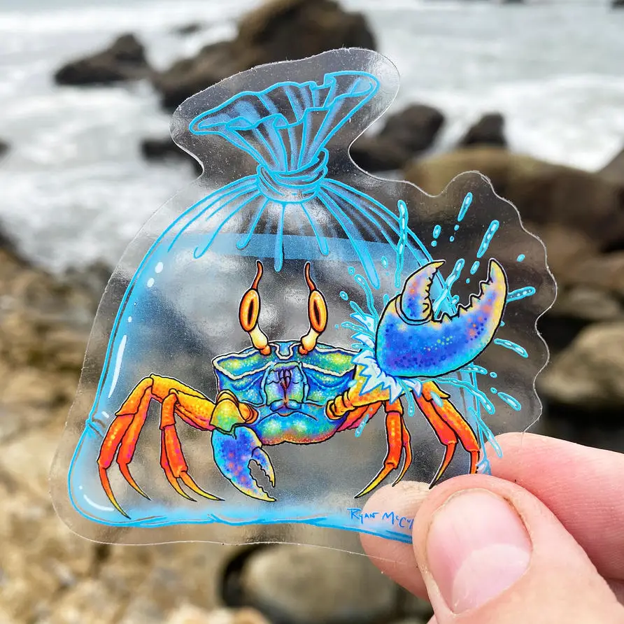 New Pet Crab Clear Vinyl Sticker - Heart of the Home Inc