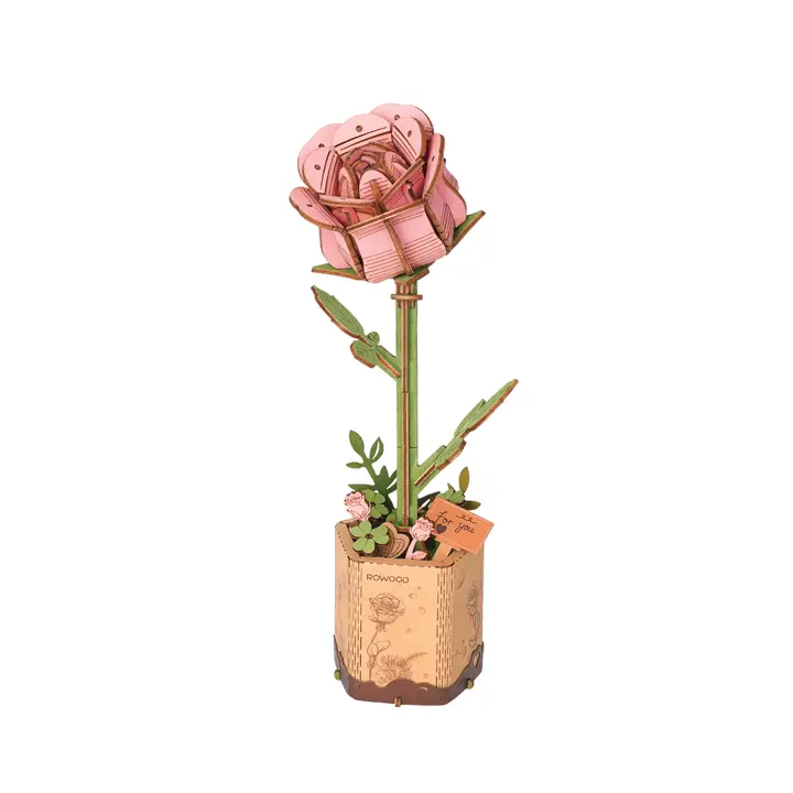 Pink Rose Wooden 3D Puzzle - Heart of the Home LV
