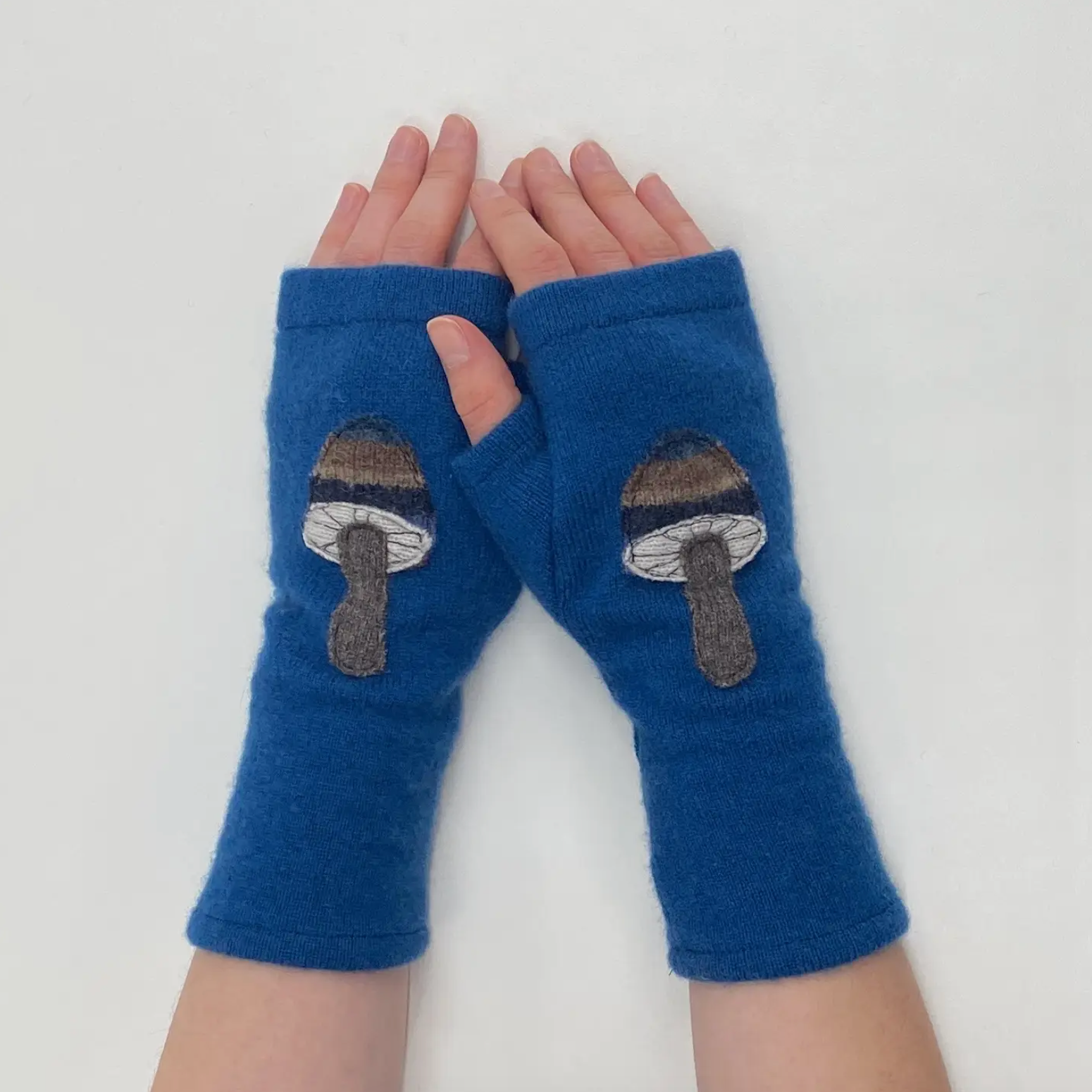 Mushrooms on Teal Fingerless Gloves - Heart of the Home Inc