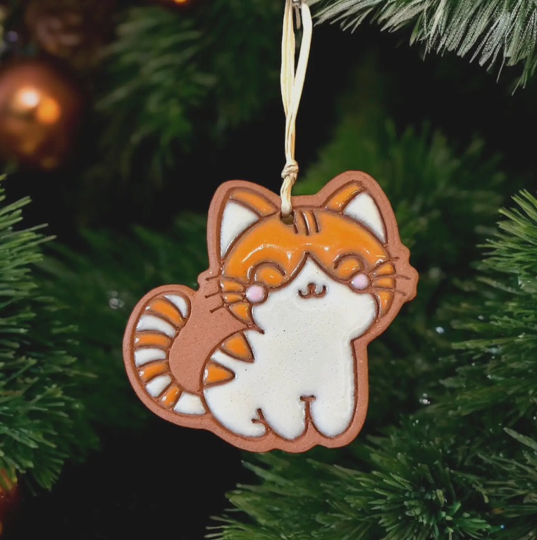 Kawaii Orange Kitty Ornament - Heart of the Home Inc