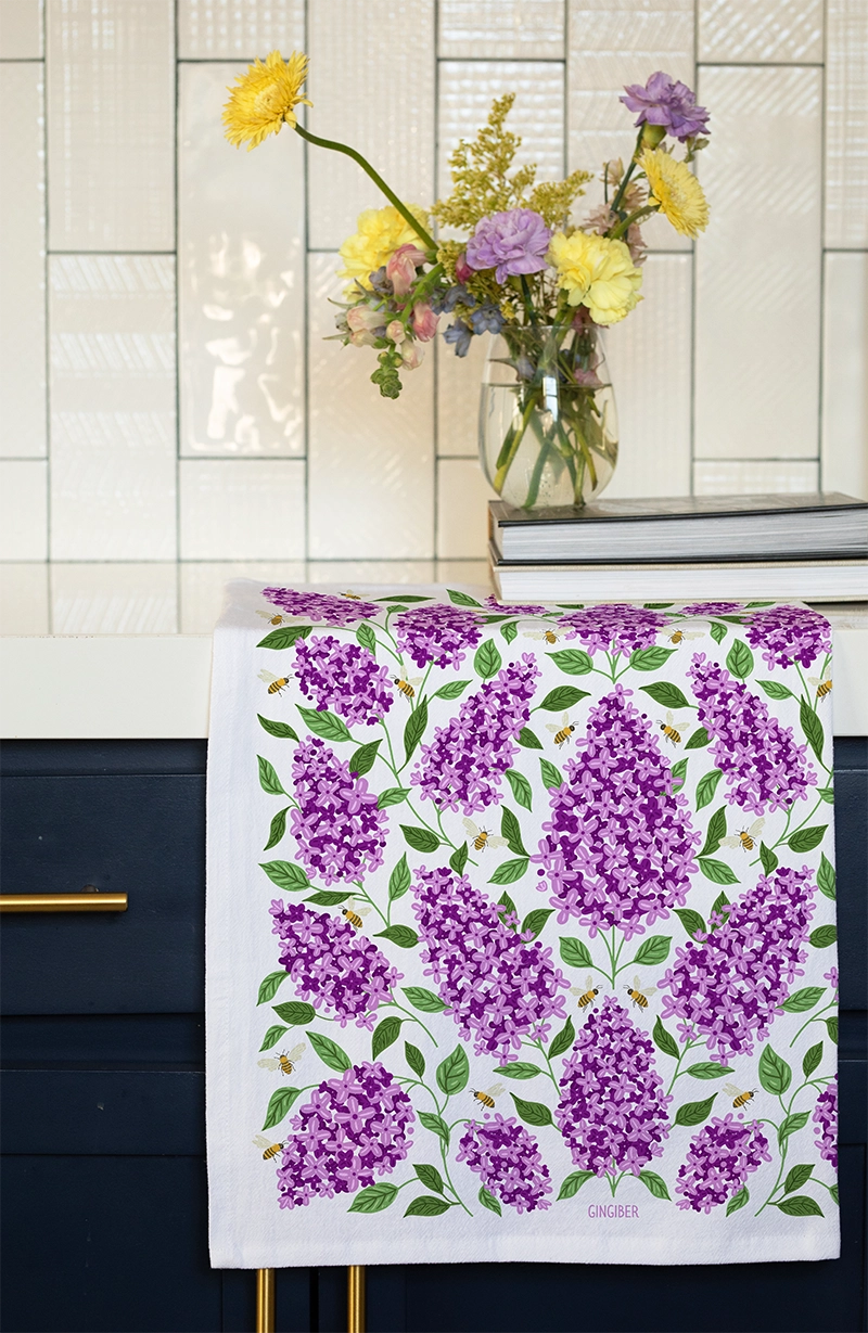 Purple Lilac Tea Towel - Heart of the Home Inc