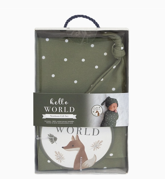 Hello World Gift Set - Olive Spots - Heart of the Home Inc