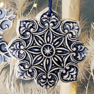 Snowflake Bloom Ceramic Ornament - Heart of the Home Inc