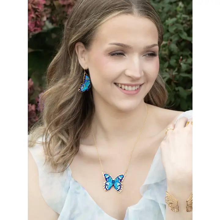 Mariposa Butterfly Charm Pendant in Calypso Blue