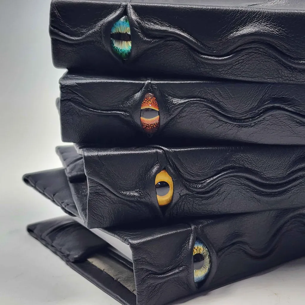 Small Sculpted Leather Journal with Spine Eye