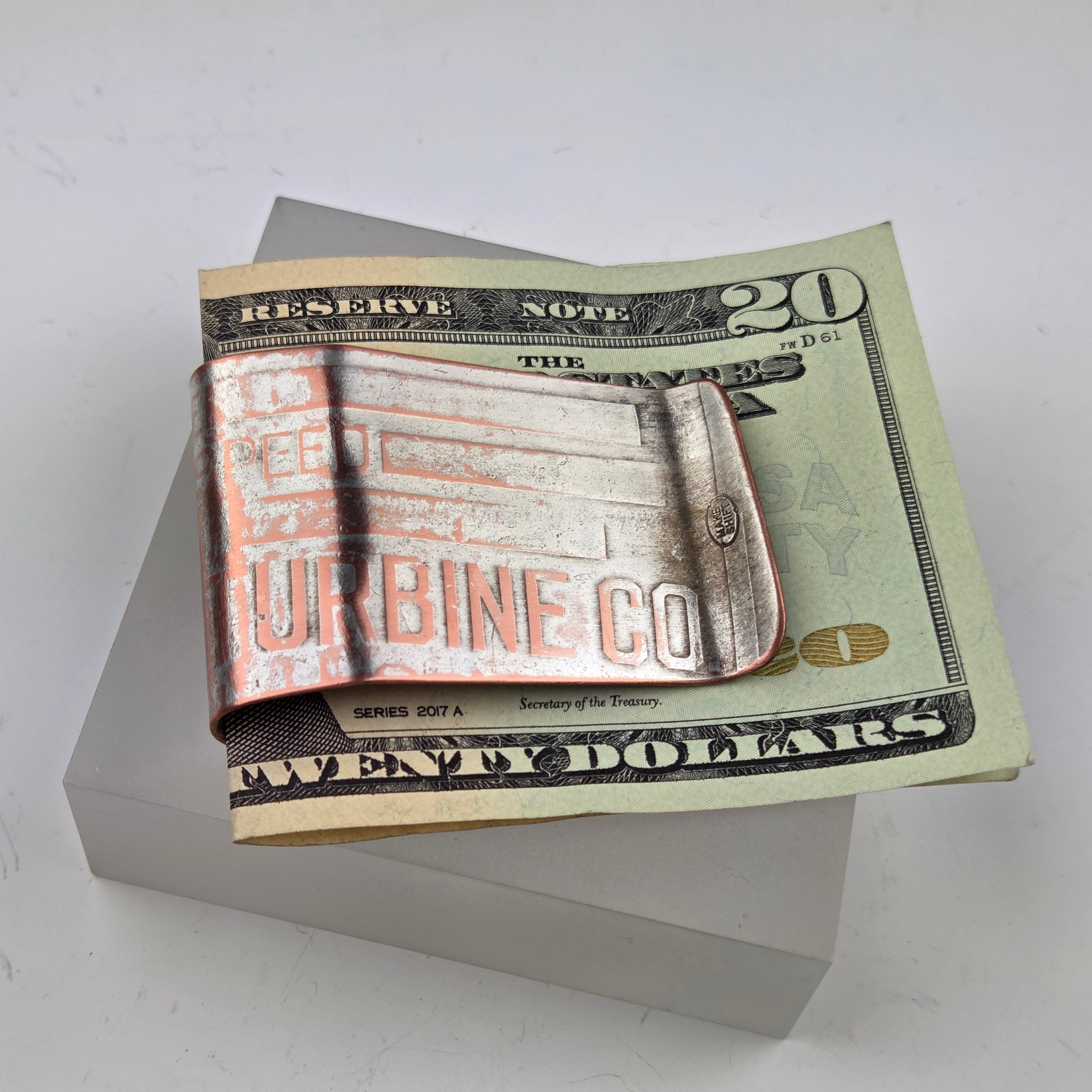 Antique Machine Plate Moneyclip - Trenton De Laval Steam Turbine Co - Heart of the Home Inc