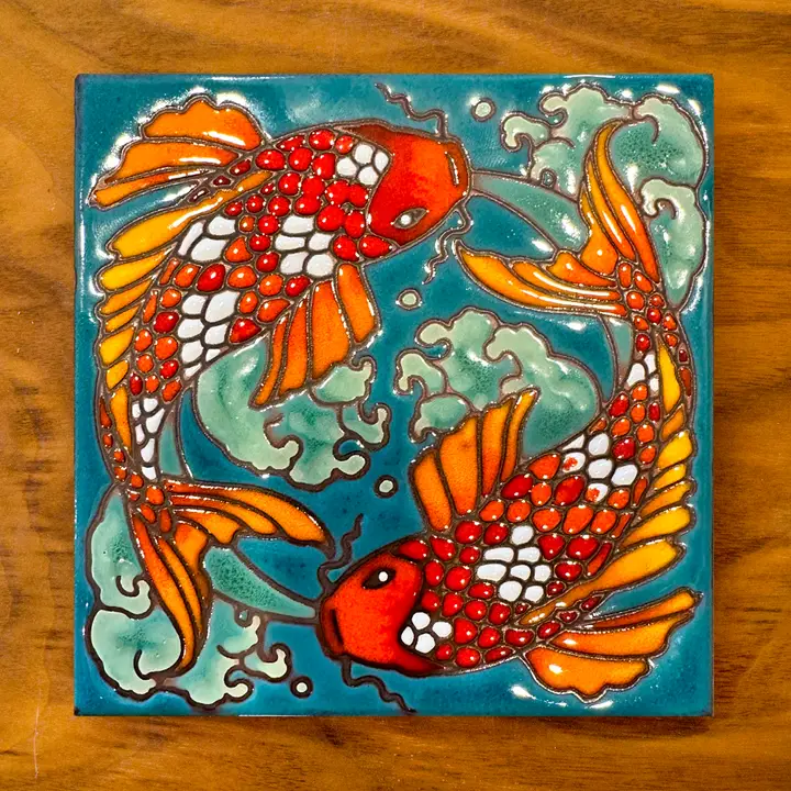 Koi Hand Glazed Tile - Heart of the Home Inc