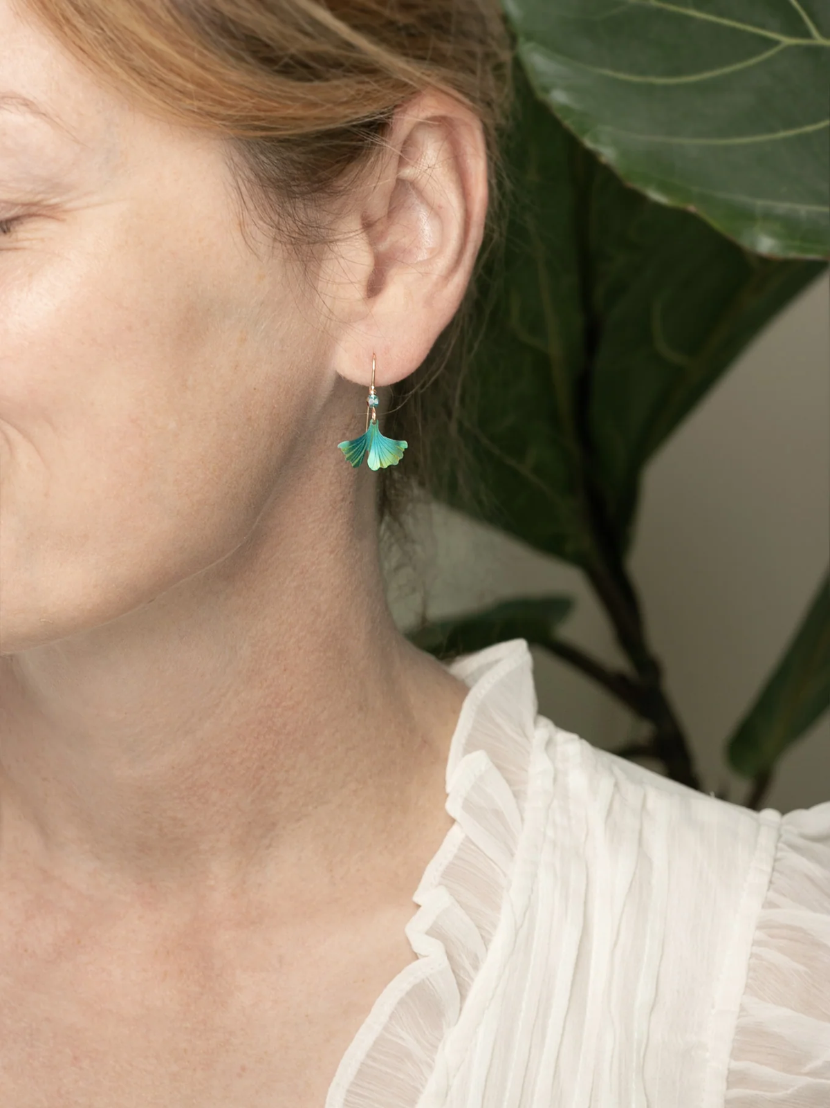 Petite Ginkgo Earrings in Teal - Heart of the Home Inc