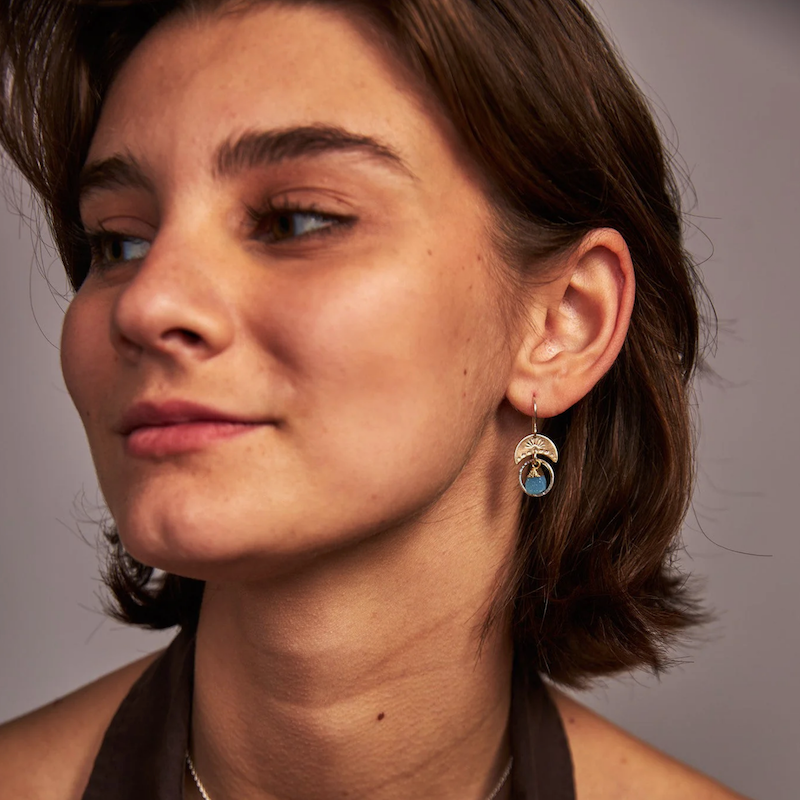 Sunset Shimmer Blue Druzy Earrings - Heart of the Home Inc