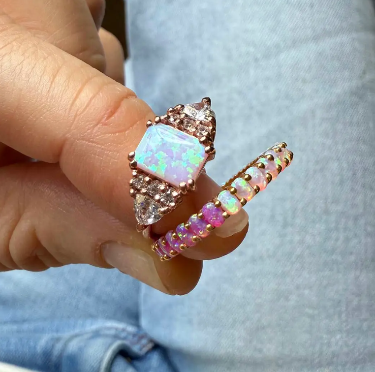 Rose Gold Pink Opal Empress Ring - Heart of the Home Inc