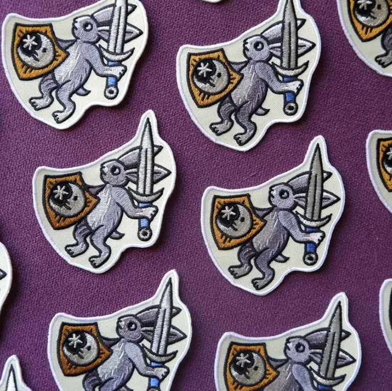 Medieval Warrior Rabbit Embroidered Patch - Heart of the Home Inc