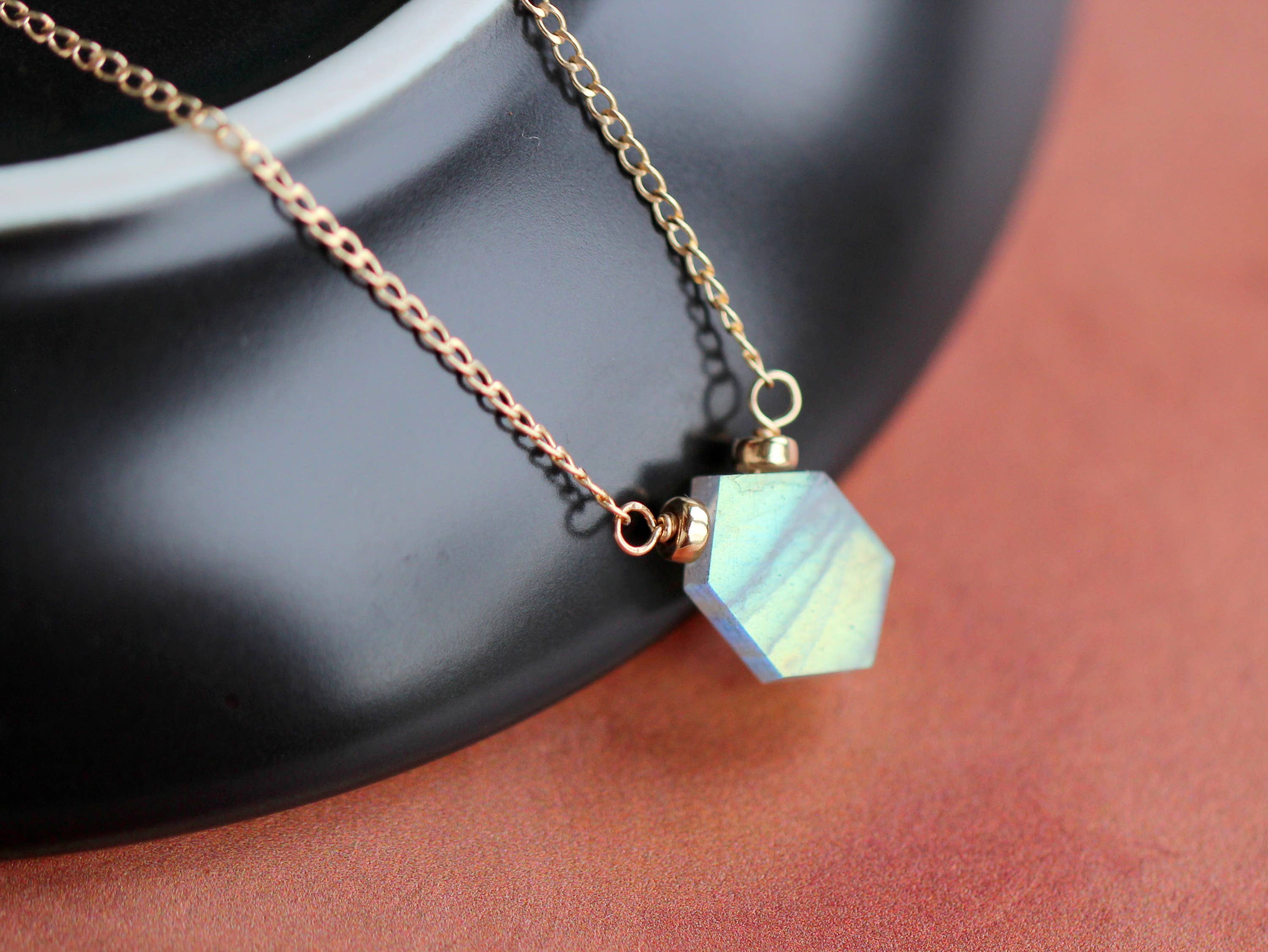 Prism Necklace in Labradorite & Rose Gold
