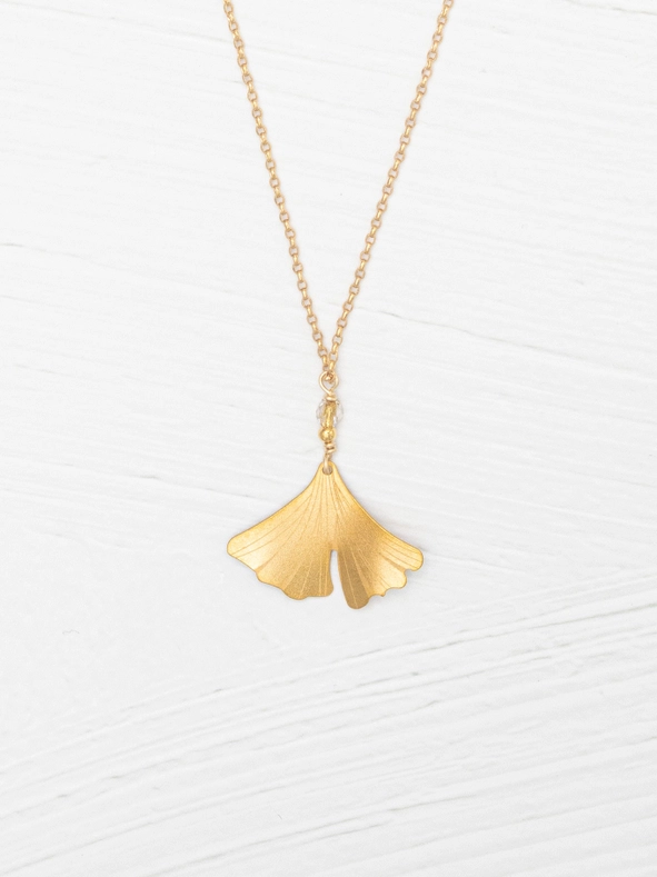 Petite Ginkgo Pendant Necklace - Heart of the Home Inc