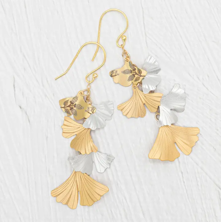 Fluttery Ginkgo Drop Earrings - Heart of the Home Inc