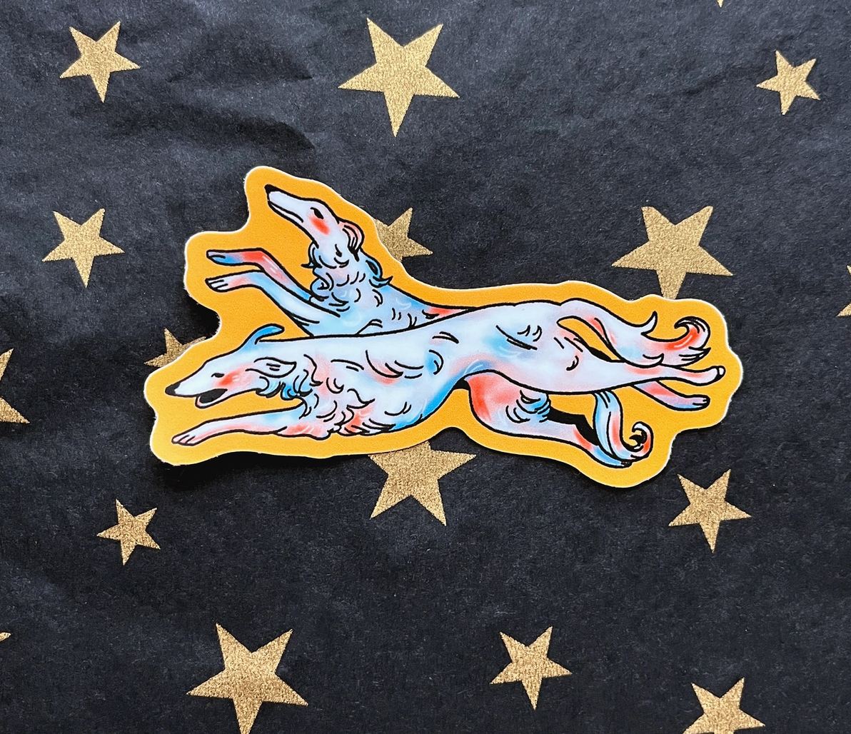 Running Borzoi Sticker