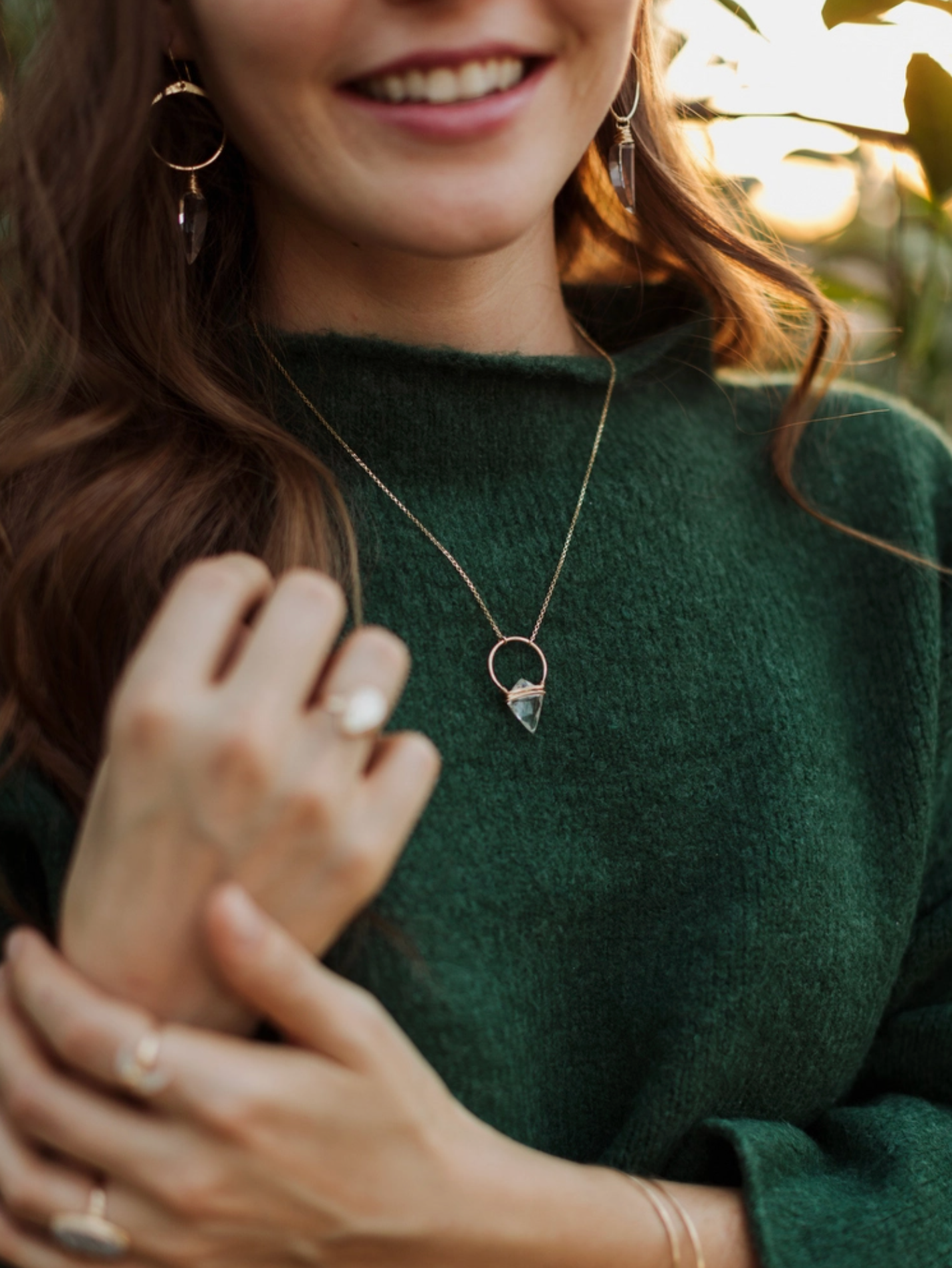 Albatross Necklace in Quartz & Rose Gold Filled - Heart of the Home Inc