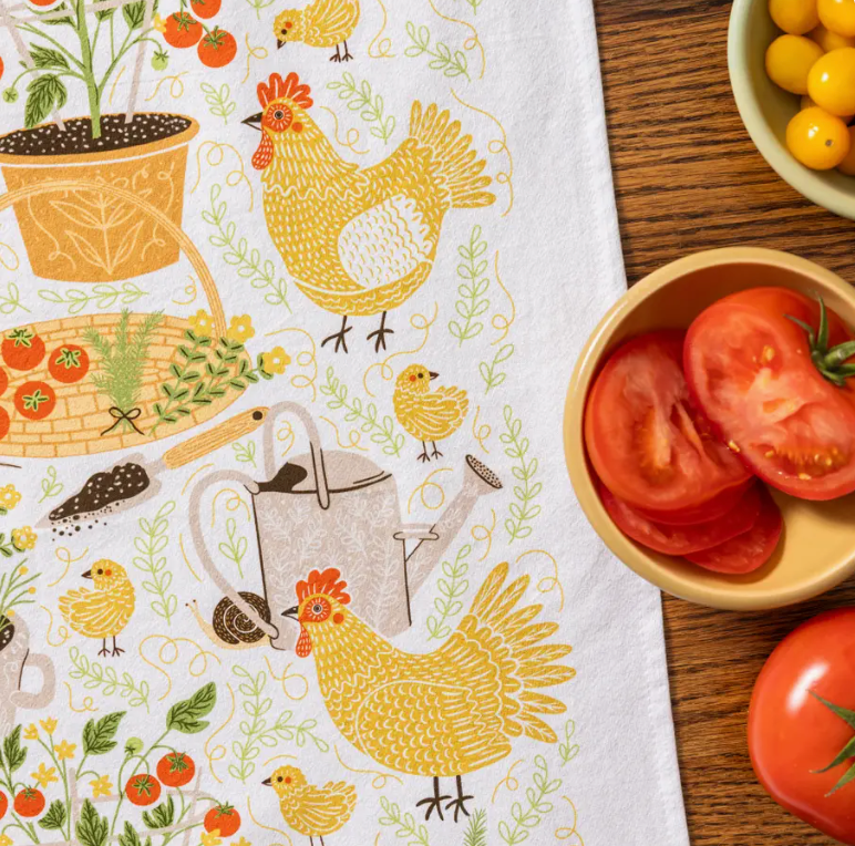 Garden Chickens Tea Towel - Heart of the Home Inc