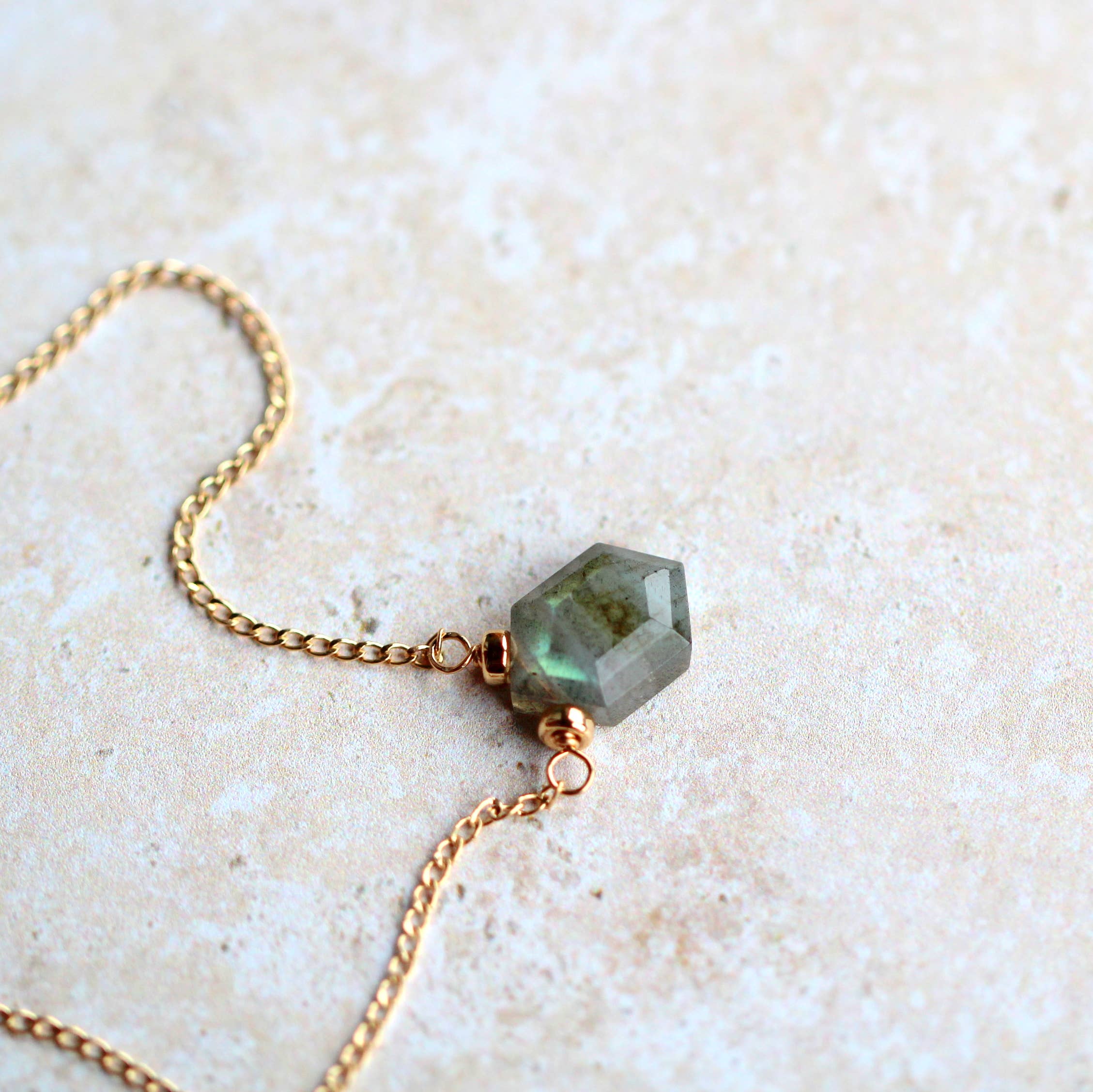 Prism Necklace in Labradorite & Rose Gold