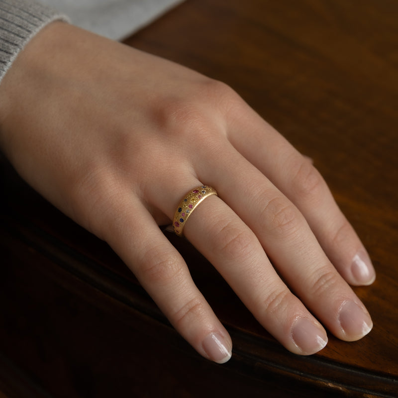 Tapered Multi Sapphire Band