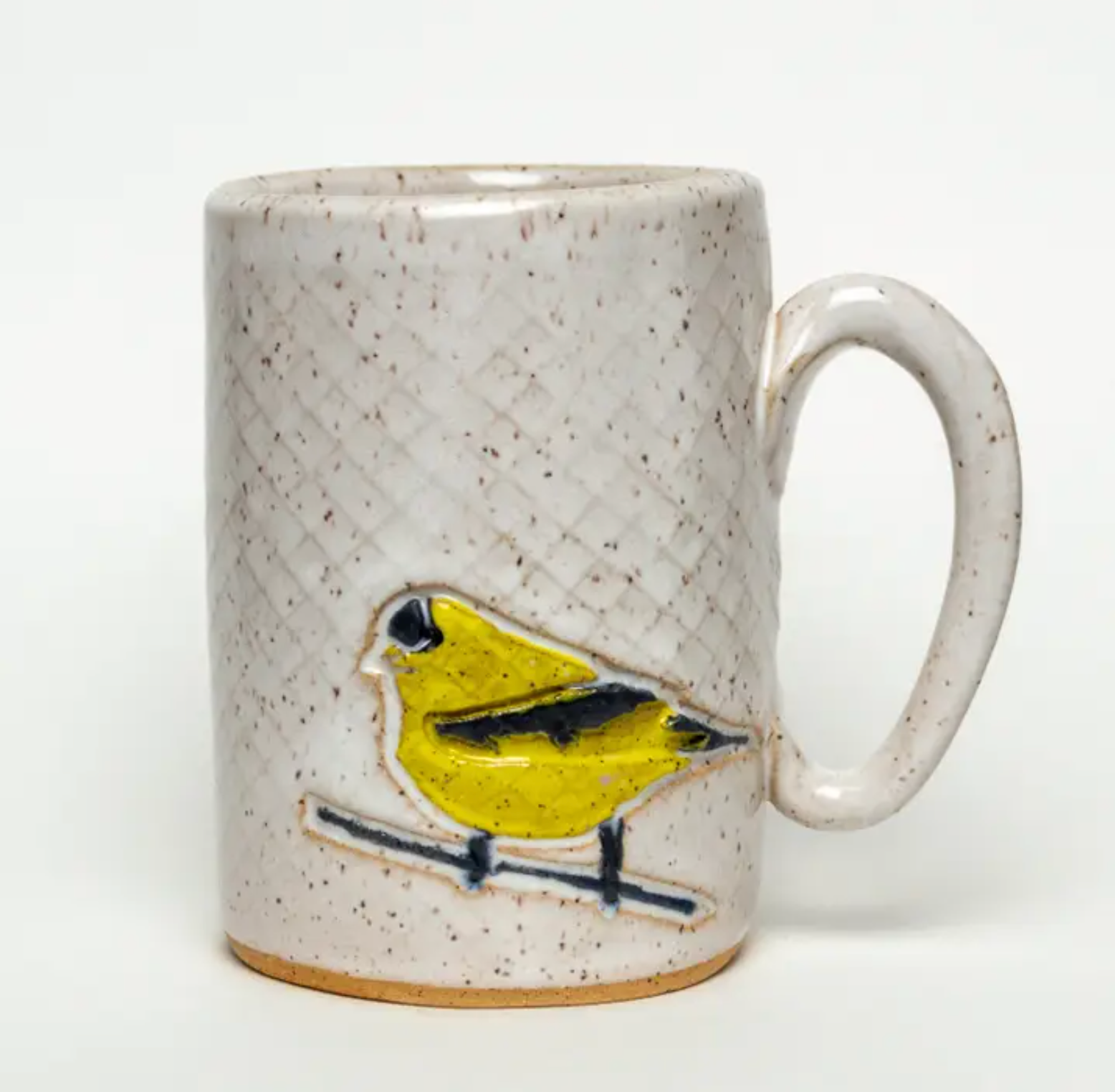 Goldfinch Pattern Handmade Ceramic White Mug - Heart of the Home Inc