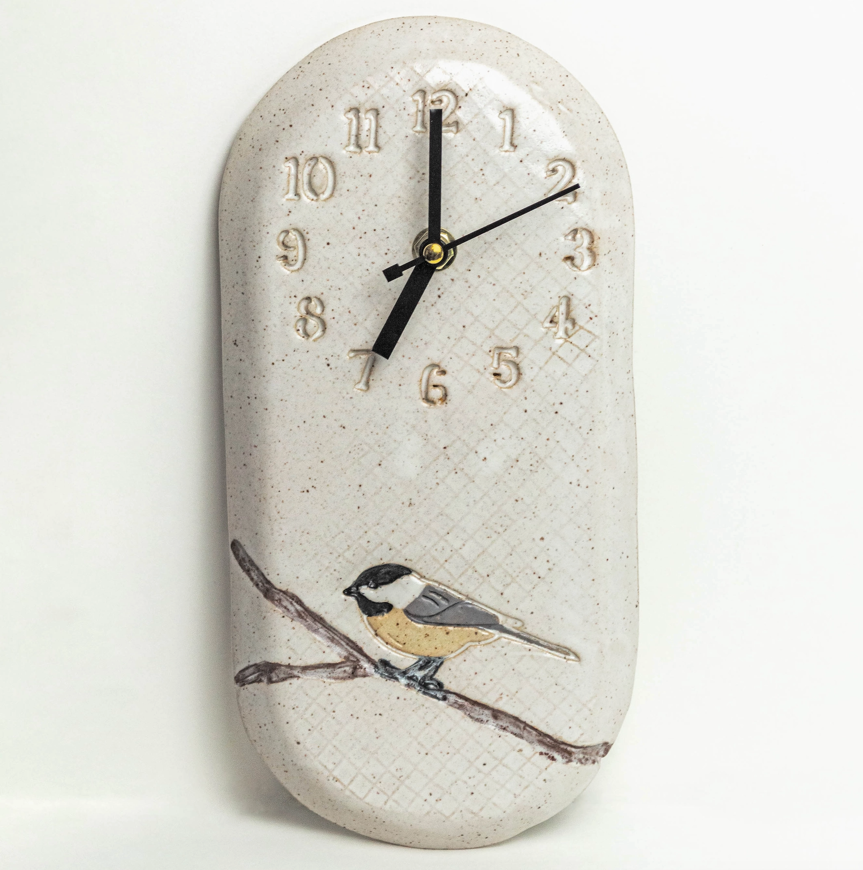 Chickadee White Ceramic Wall Clock - Heart of the Home Inc