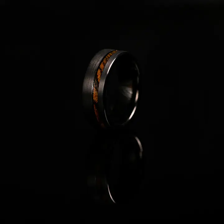 Zebrawood Inlay Black Tungsten Carbide Ring