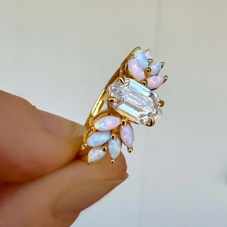 Rose Gold Opal Ombre Candy Ring - Heart of the Home Inc