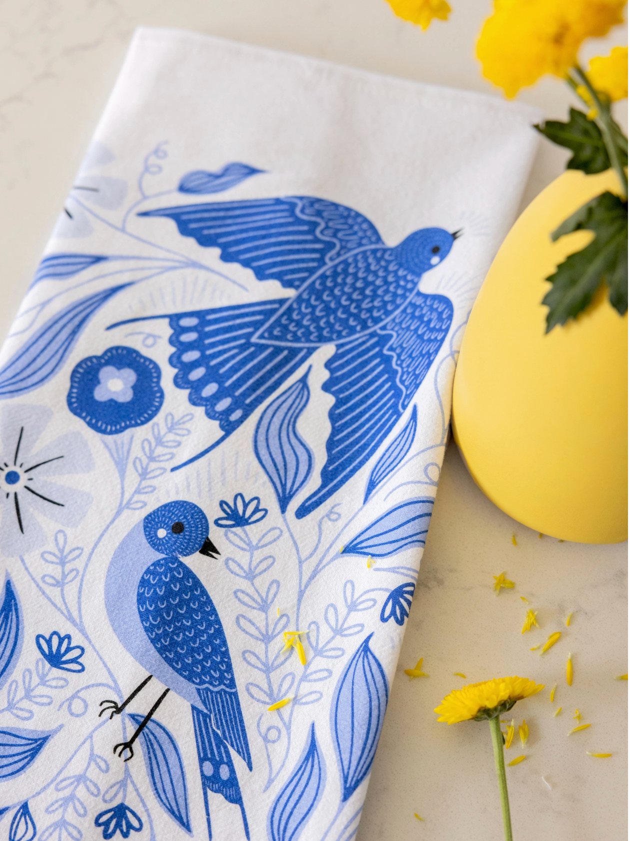 Blue Songbird Tea Towel - Heart of the Home Inc
