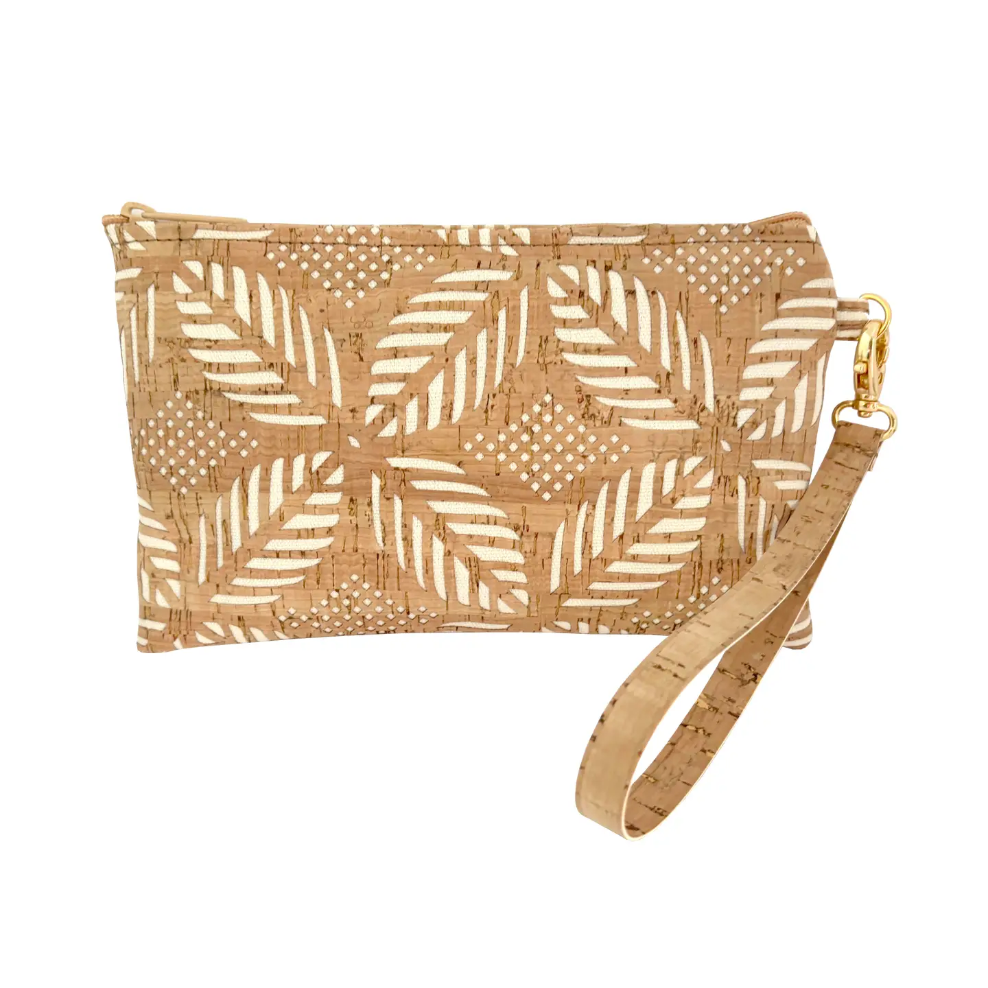 Simple Cork Medium Wristlet Bag in Die Cut Palm Pattern - Heart of the Home Inc