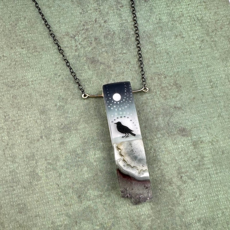 Crow & Moon Necklace - Heart of the Home Inc