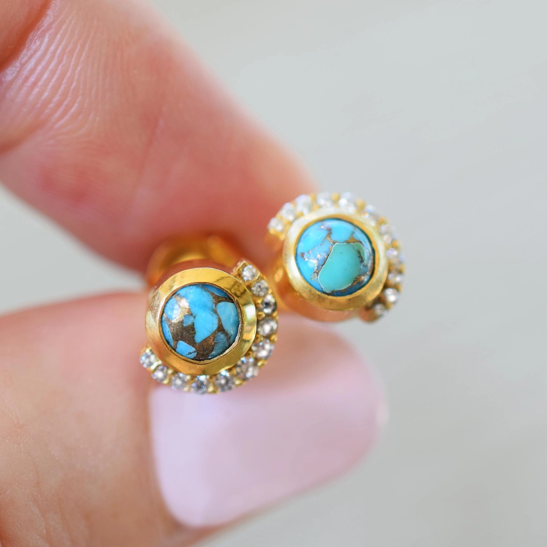 Copper Turquoise Eclipse Studs - Heart of the Home Inc