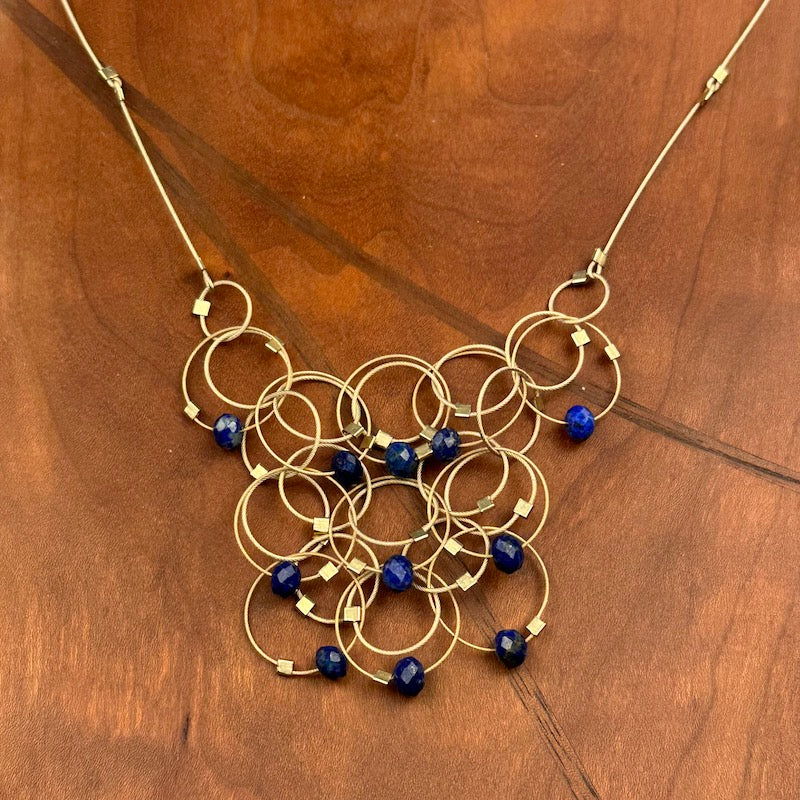 Solar Necklace in Gold & Lapis
