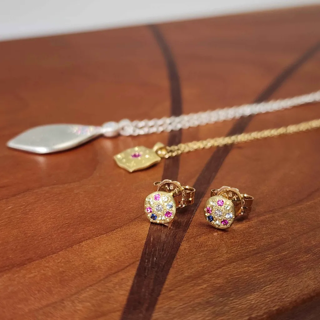 Multi-Sapphire Floret Stud Earrings
