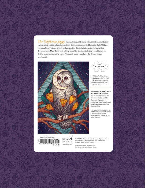 Illustrated Herbiary California Poppy Puzzle - Heart of the Home LV